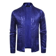 Mens Sequin Coat Suit Jacket Party Show Tux Dress Coat Hatless Casual Loose Coat